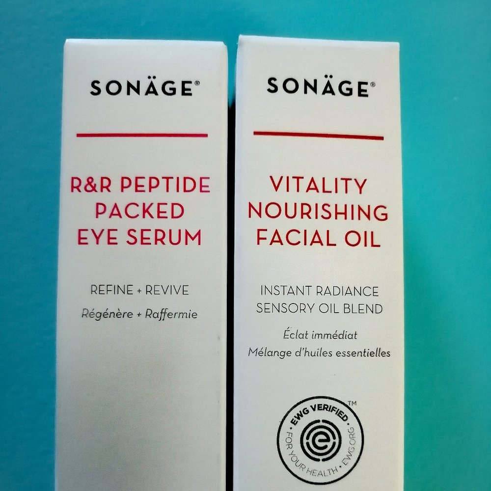 Sonage Vitality Nourishing Facial Oil and R&R peptide packed Eye Serum